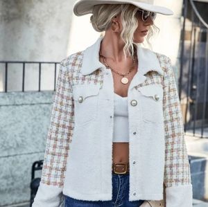 Plaid Pattern Teddy Jacket New!